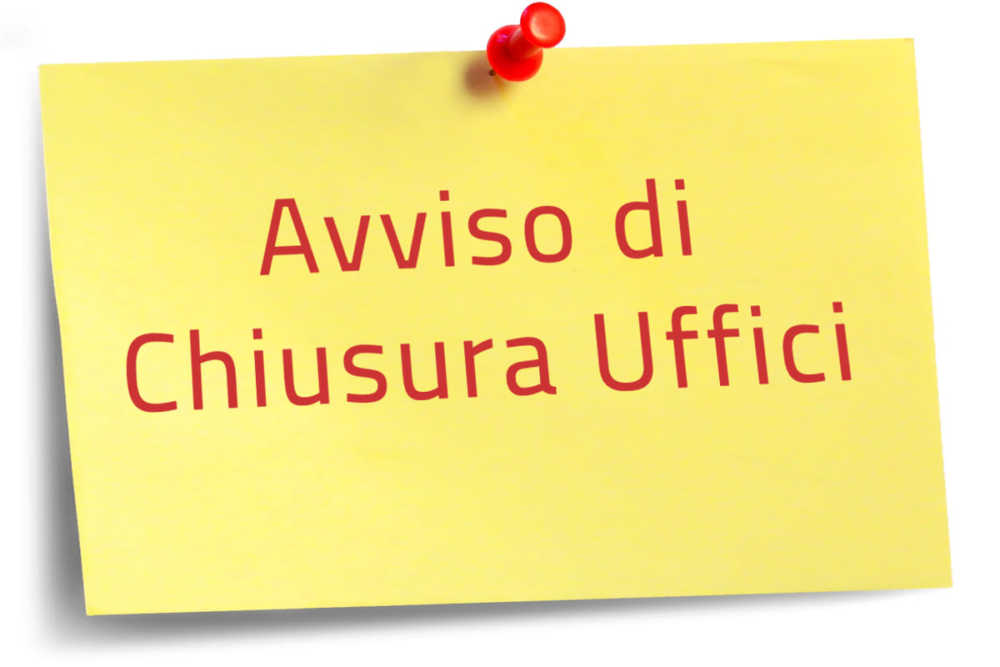 Al momento stai visualizzando CHIUSURA DEGLI UFFICI COMUNALI  1 GIUGNO tranne P.L. e U.R.P.