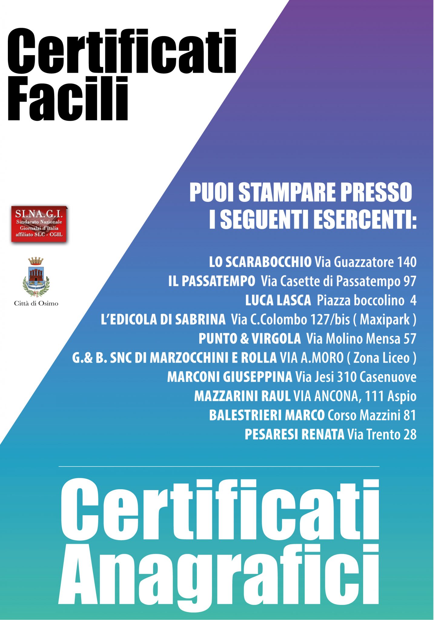 Anagrafe COMUNE DI OSIMO