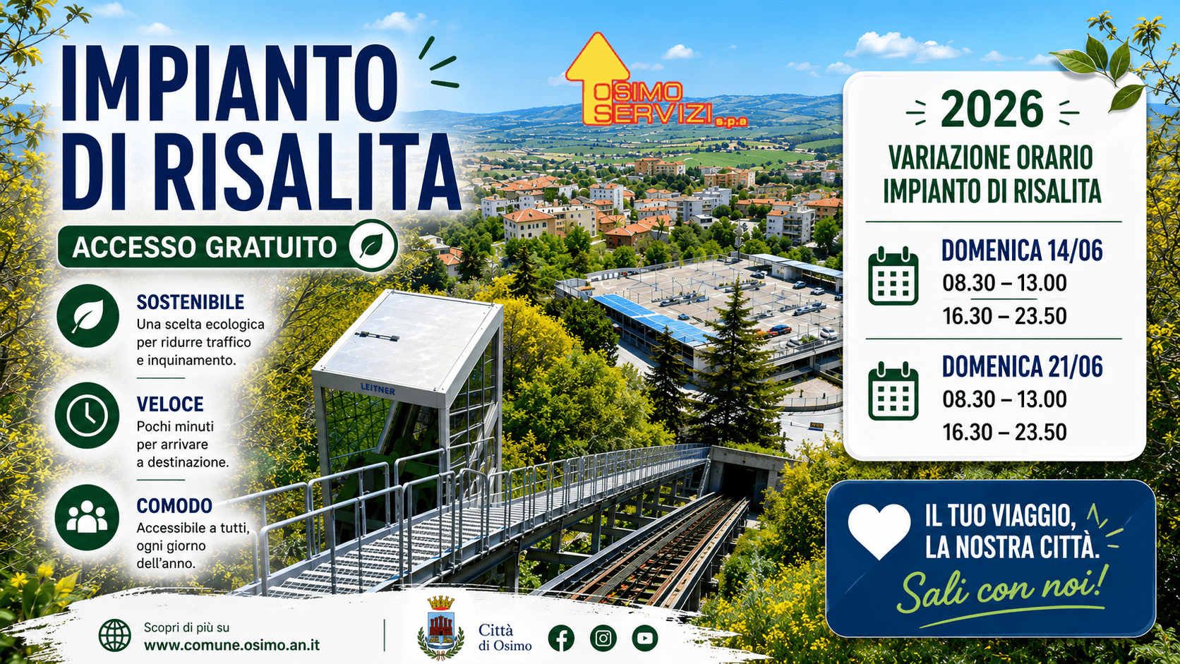 Al momento stai visualizzando OSIMO SERVIZI spa: VARIAZIONE ORARIO IMPIANTO DI RISALITA – 2026