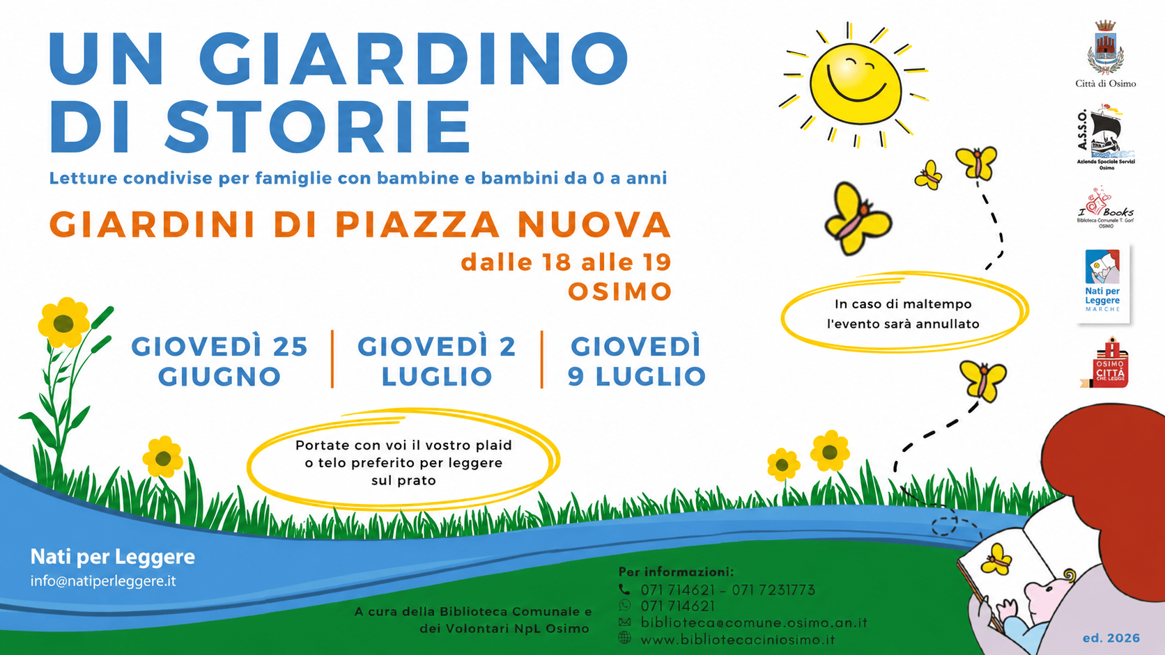 Al momento stai visualizzando Letture all’aperto per famiglie con bambini da 0 a 6 anni –
